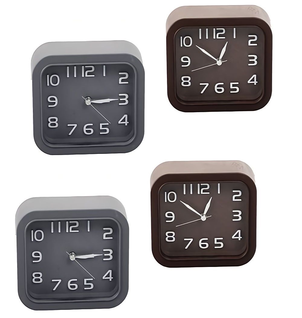 Bulk Pack x 4 Clock Alarm Quartz Plastic Square 10x12cm . Shop Today