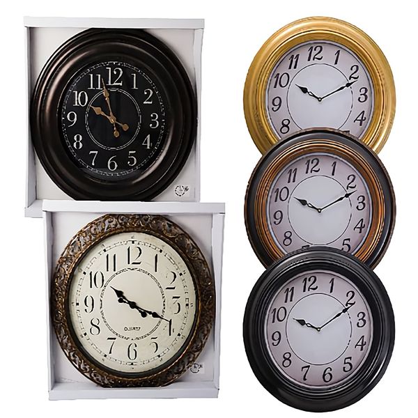 Bulk Pack x 3 Clock Wall Quartz Plastic Round 60cm X-Large.