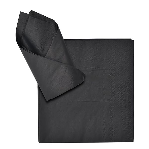 Bulk Pack x 5 Serviettes 2PLY Solid 33cm Black Packet of 20.