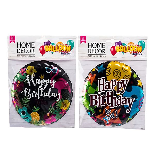 Bulk Pack x 6 Sticker Room Decor Balloon Happy Birthday .