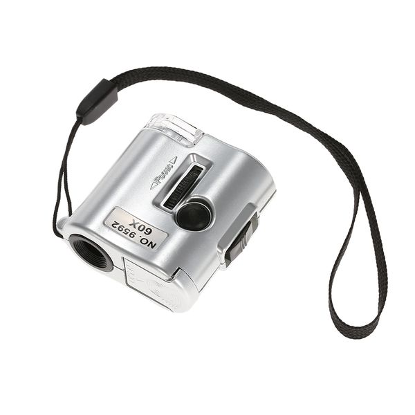 Mini 60X Pocket Microscope Jewelry Magnifier with LED UV Light