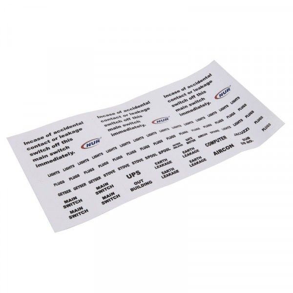NUR Distribution Board Accessory Label Sheet