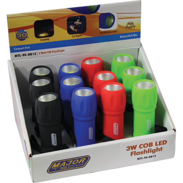 Major Tech - MTL-90-DB12 Small Rubber Torch COB LED 1,5W (12 Piece)