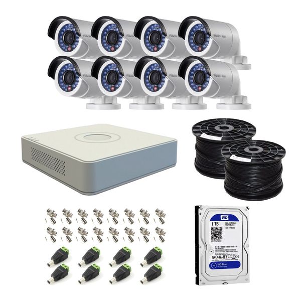 Hikvision 8 Channel Turbo DVR with 1TB HDD &amp; 8 Cameras DIY CCTV Kit