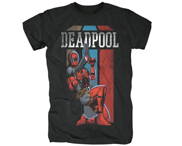 RockTs Mens Deadpool Retro Stripes T-Shirt