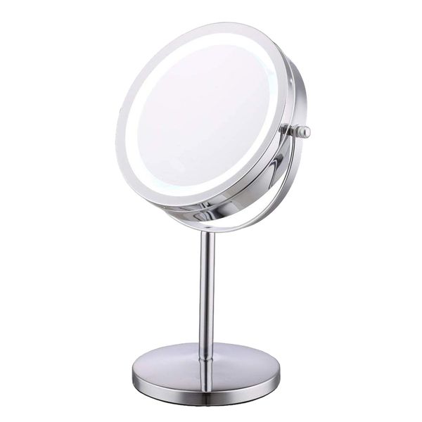 LED Double Sided 1x &amp; 3x Magnification Standing Cosmetic Mirror
