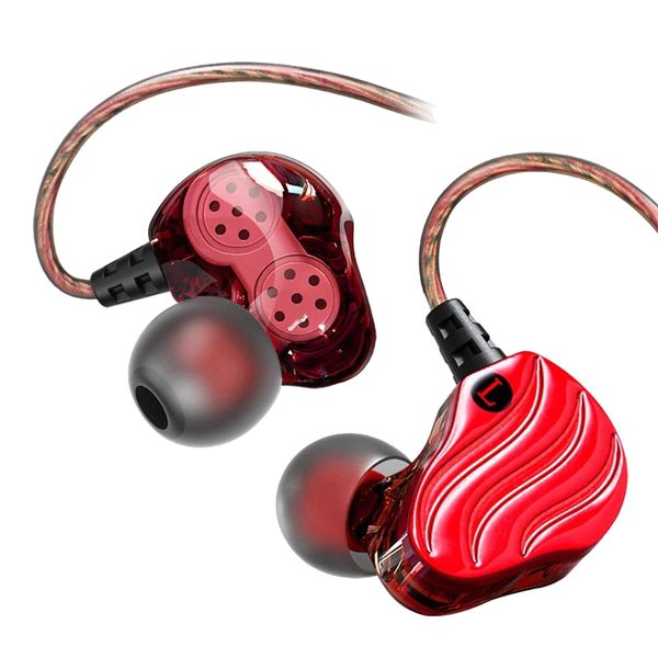 Dual Driver HIFI Earphone with Mic - Red