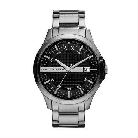 armani exchange men's silver stainless steel watch