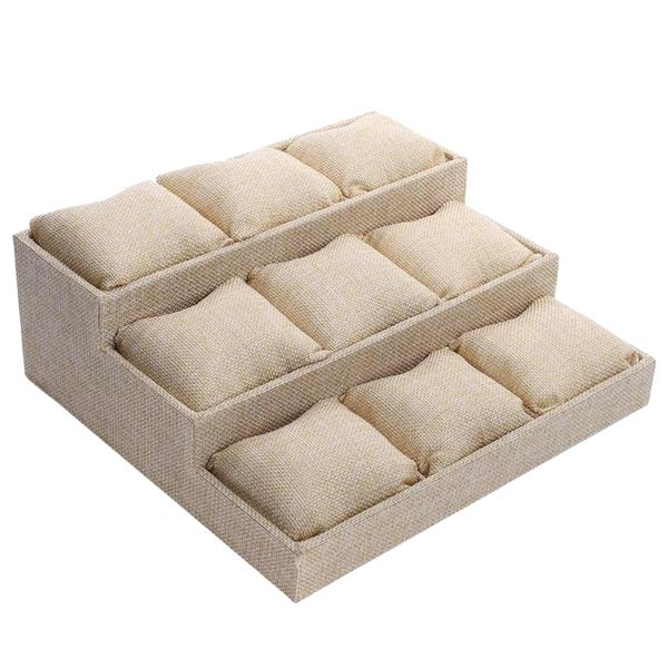 Ladder 9 Grids Jewelry Watches Display Storage Tray - Gray