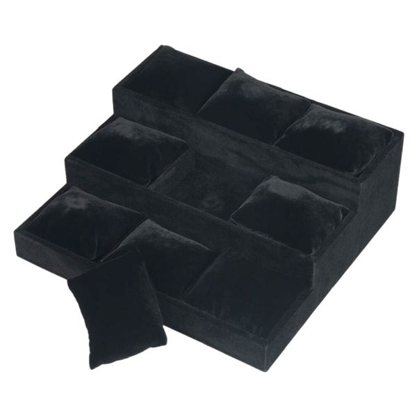 Ladder 9 Grids Jewelry Watches Display Storage Tray - Gray