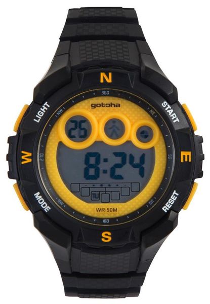 Gotcha Men's Digital 50M-WR Watch - Black &amp; Yellow