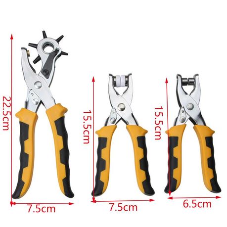 3-in-1 LEATHER HOLE PUNCH, EYELET & BUTTON PLIER MADE IN TAIWAN