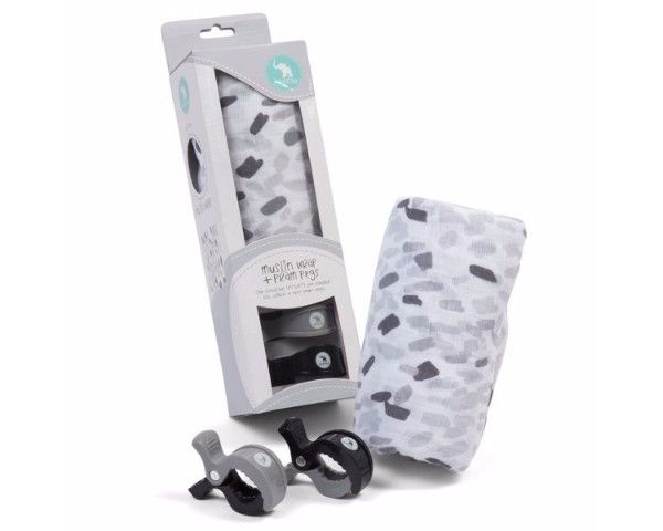 Muslin &amp; 2 Pram Peg Box Set - Abstract Pink