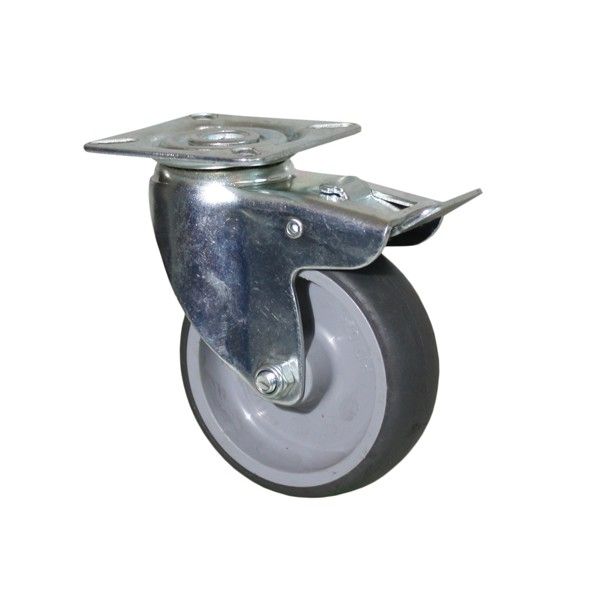 Caslad Plate Fitting Tpr Swivel Brake Castor - 75mm