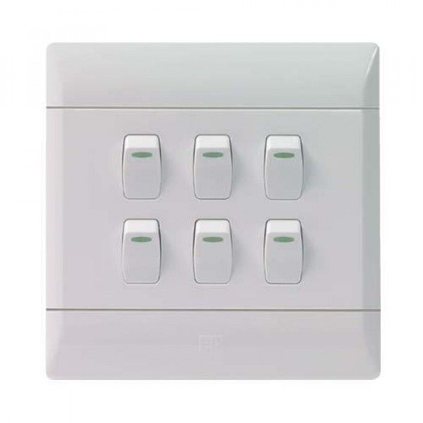 Cbi Light Switch - 6Lever 1Way 4X4 White