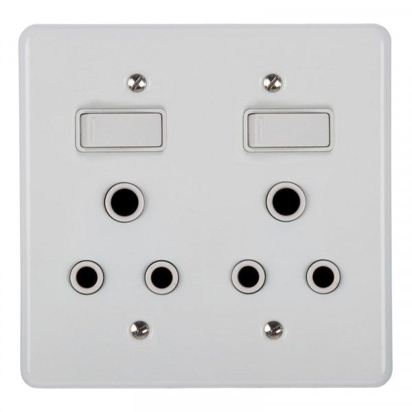 Nexus Double Steel Socket Switch - 4X4 Contractor 5 Pack