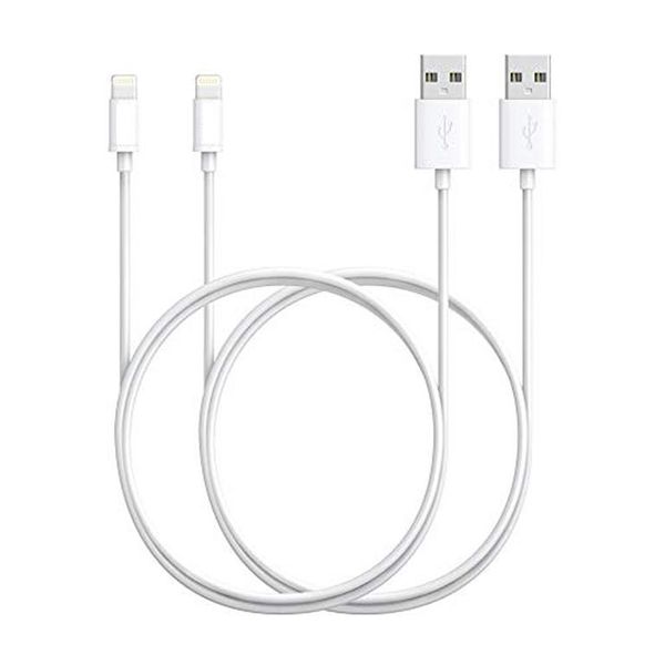 iPhone USB Charging Cable for iPhone 5 &amp; 6 - White (Pack of 2)