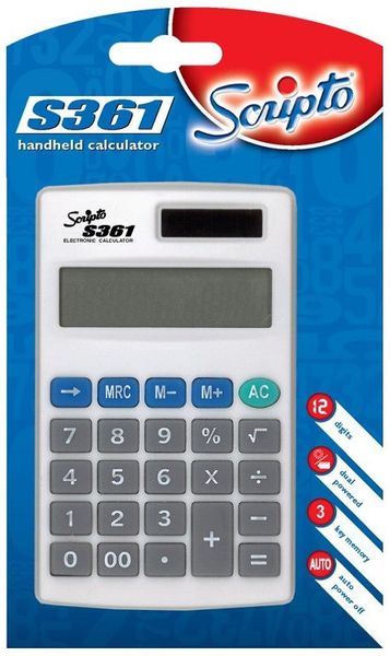 Scripto: S361 Calculator 12 Digit - Blister Carded