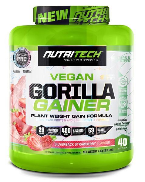 Nutritech Vegan Gorilla Gainer - Silverback Strawberry - 4kg