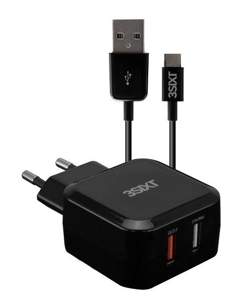 3SIXT AC Charger EU USBA/AQC3 5.4A Micro 1m Black