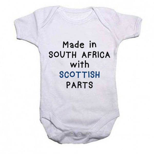 Qtees Africa Made in SA with Scottish Parts Baby Grow