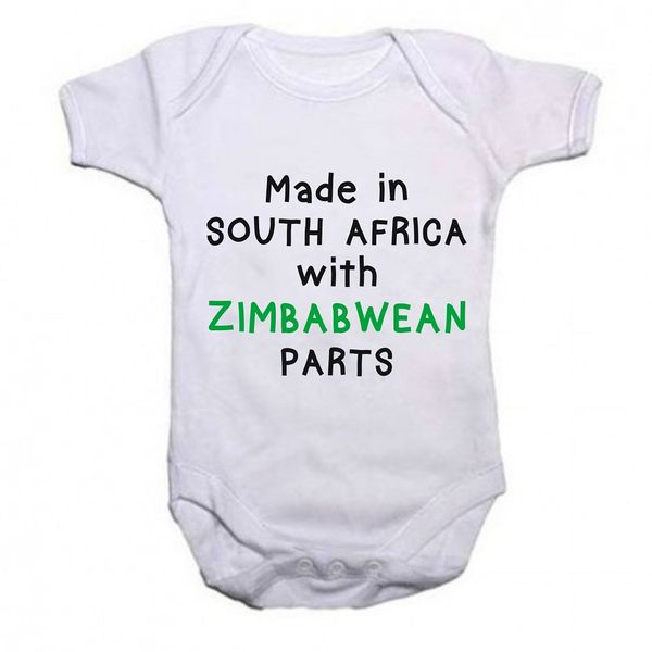 Qtees Africa Made in SA with Zimbabwean Parts Baby Grow