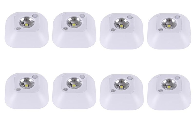 8 Pack PIR Infrared Motion photosensitive LED auto night light - Black