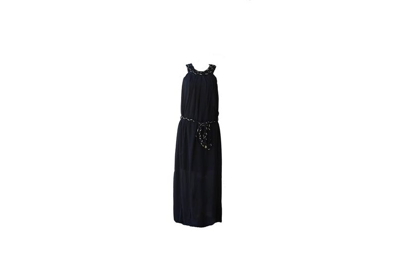 Long Black Dress with Rope Detail