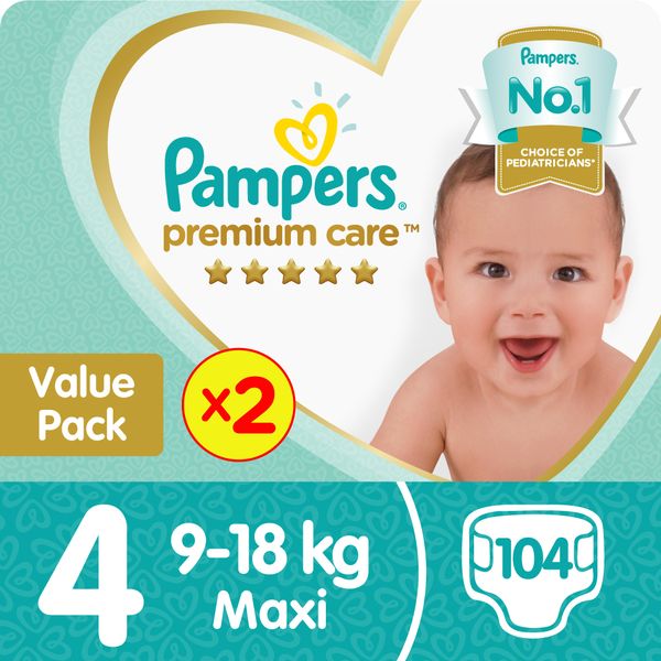 Pampers - Premium Care 2 x 52 Nappies - Size 4 Mega Value Pack