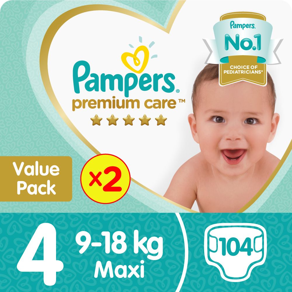 Pampers Premium Care 2 x 52 Nappies Size 4 Mega Value Pack Shop