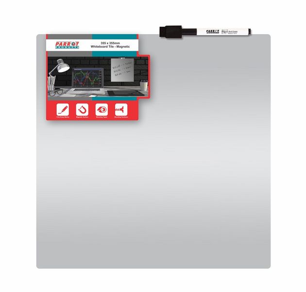 Parrot Whiteboard Tile Magnetic 355 x 355mm - Silver