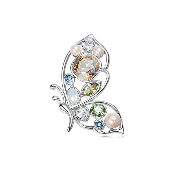CDE Butterfly Summer Brooch/Scarf Pin with Swarovski Crystals