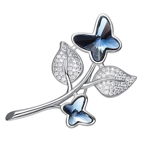 CDE Butterfly Blossom Brooch/Scarf Pin with Swarovski Crystals