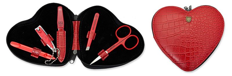 Kellermann 3 Swords Manicure Set Heart Croco Red 7771 MC RED