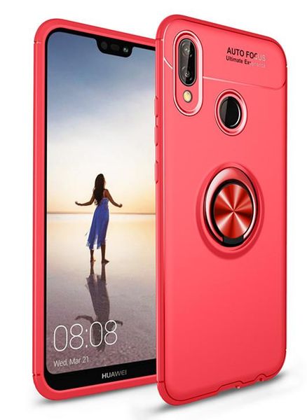Silicone Gel Kickstand Ring Case for Huawei P20 Lite Red