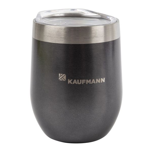 Kaufmann 350ml Double Wall Wine Tumbler With Lid - Grey