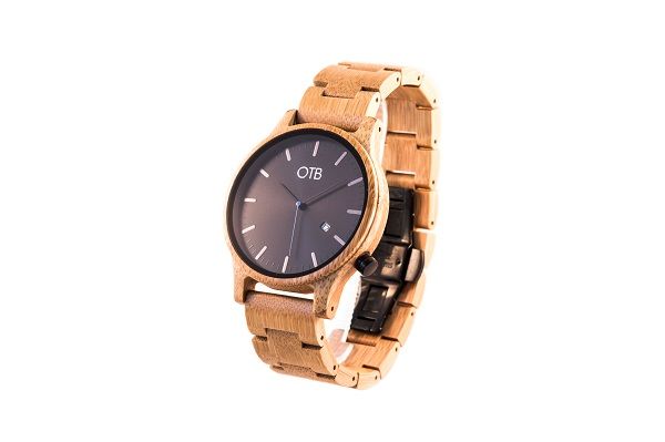 OFF TO BLUE Bamboo Quartz Watch - Brown