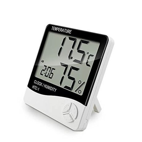 Digital Temperature Humidity Meter Clock White