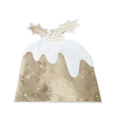 Ginger Ray: Christmas Christmas Pudding Napkin: Foiled - Gold