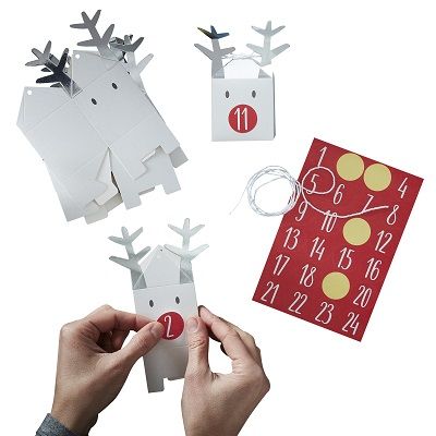 Ginger Ray: Christmas Advent Calendar Box - Silver Reindeers