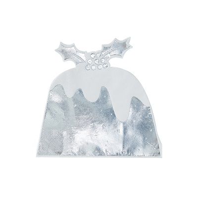 Ginger Ray: Christmas Christmas Pudding Napkin: Foiled - Silver