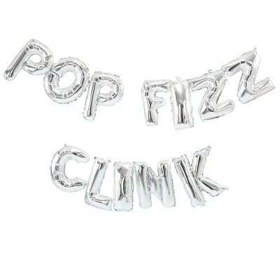 Ginger Ray: Balloon Bunting: Pop Fizz Clink - Silver