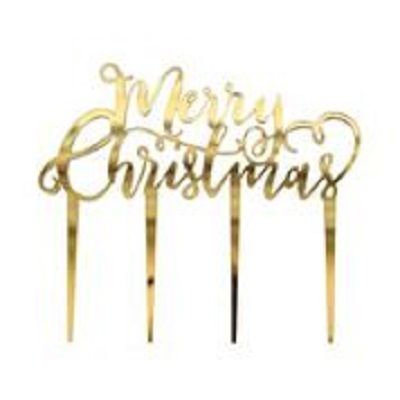 Ginger Ray: Christmas Cake Topper - Gold Glitter
