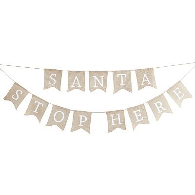 Ginger Ray: Christmas Hessian Santa Stop Here Bunting