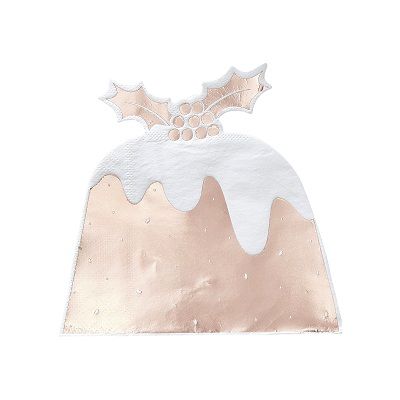 Ginger Ray: Christmas Pudding Napkin - Foiled Rose G