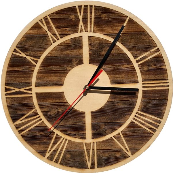 Wall Clock-Engraved Hardwood - Frame on Wood