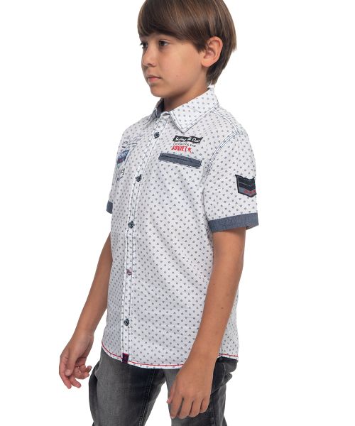 Soviet Boy's Short Sleeve Printed Shirt with Captains Cuff