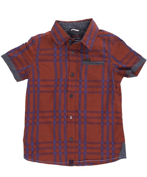 Soviet Boy's Short Sleeve Check Shirt with Captains Cuff