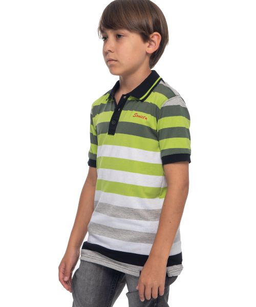 Soviet Boy's Short Sleeve Yarn Dyed Stripe Golfer