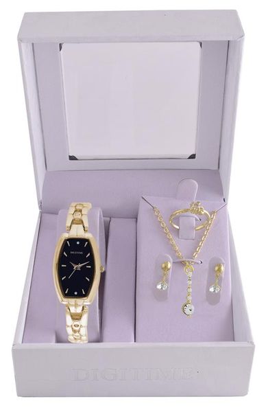 Digitime Women's Raindrops Watch Set - Gold